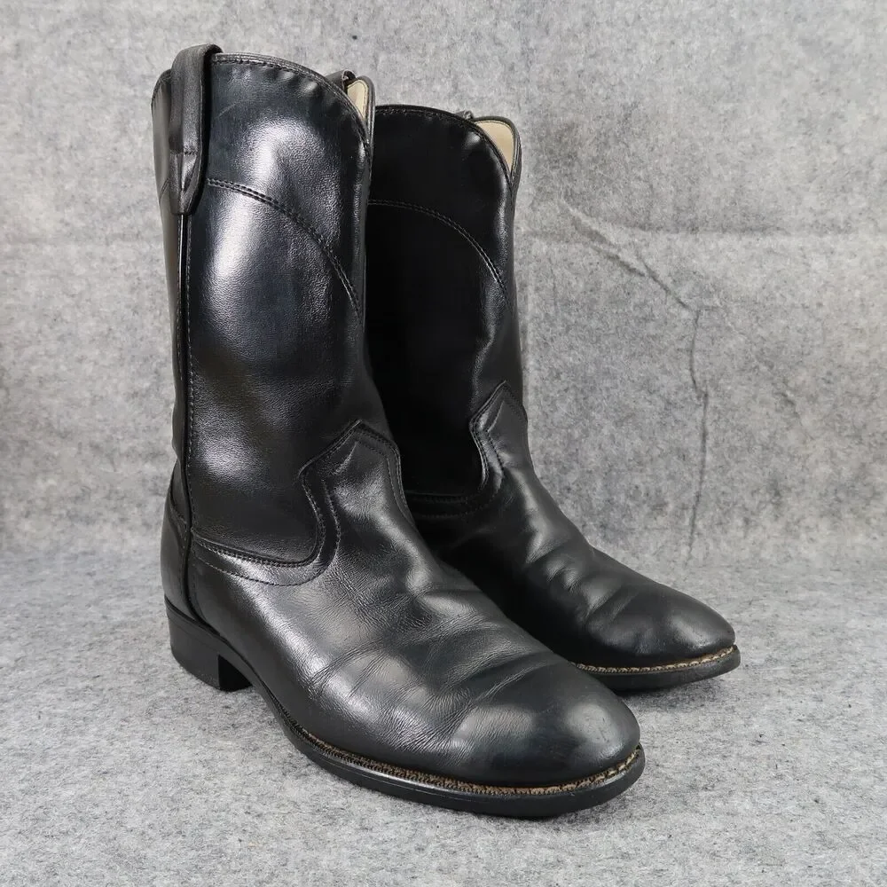 Laredo Boots Kids 5 Western Cowboy Roper Vintage Leather Black Round Toe Classic